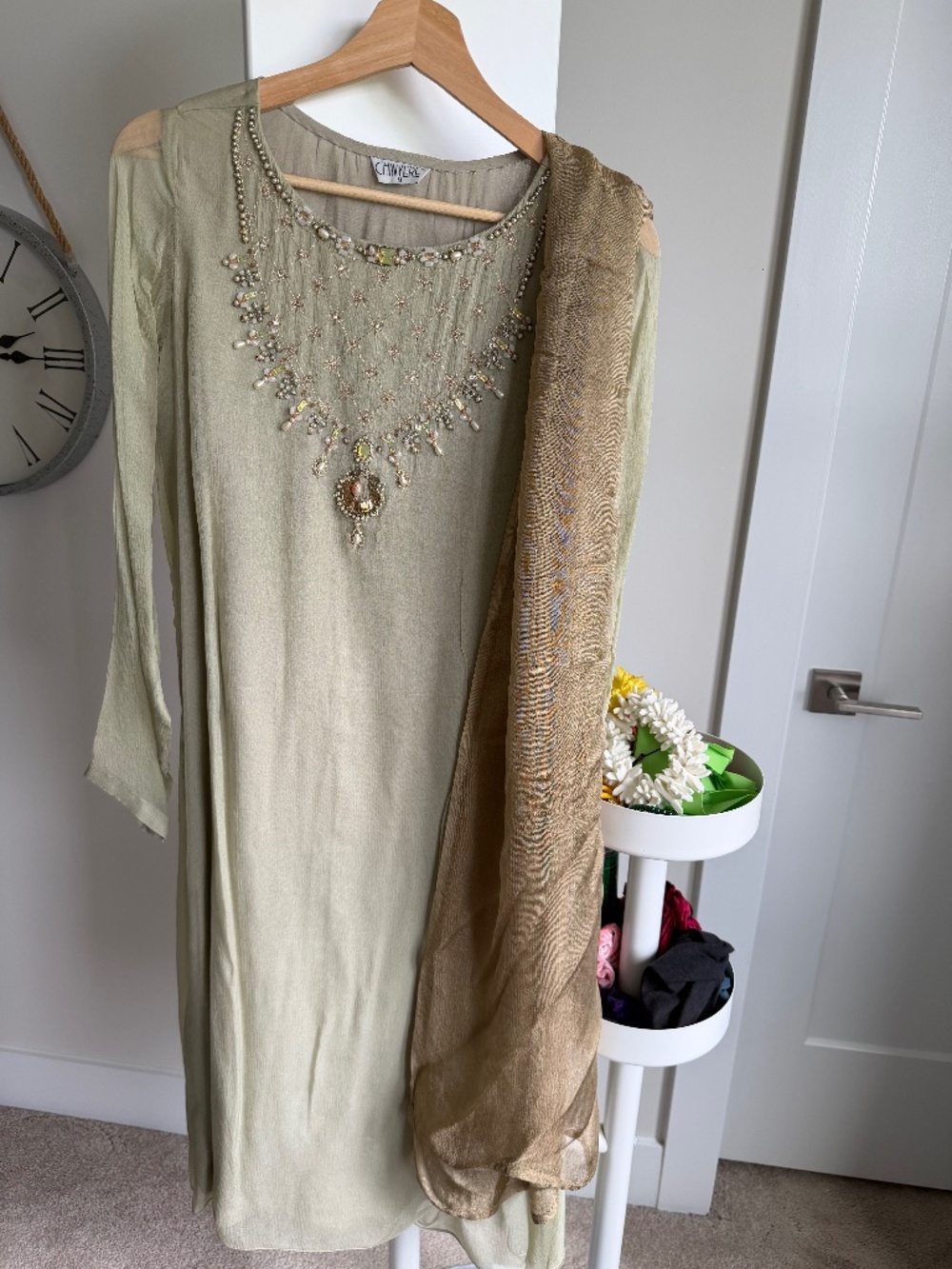 CHINYERE Sage Green Embroidered 3-Piece Formal Suit Set